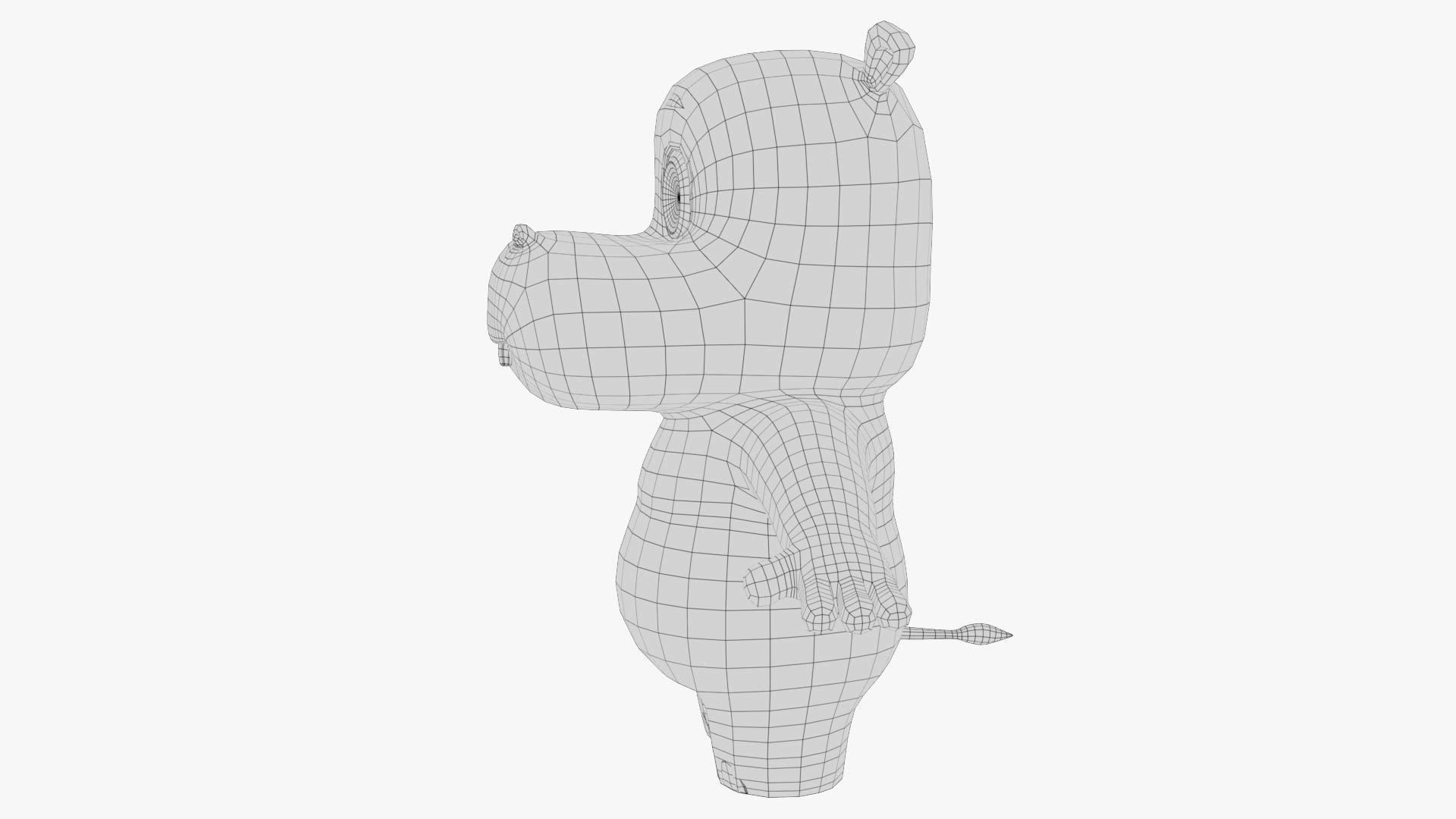 Cartoon Hippo Low-poly 3D model_15
