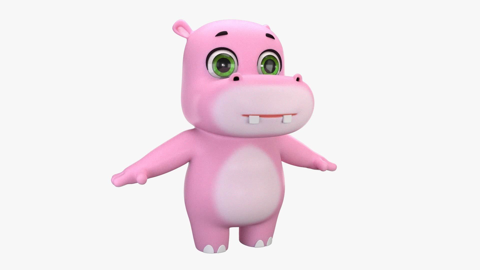 Cartoon Hippo Low-poly 3D model_1