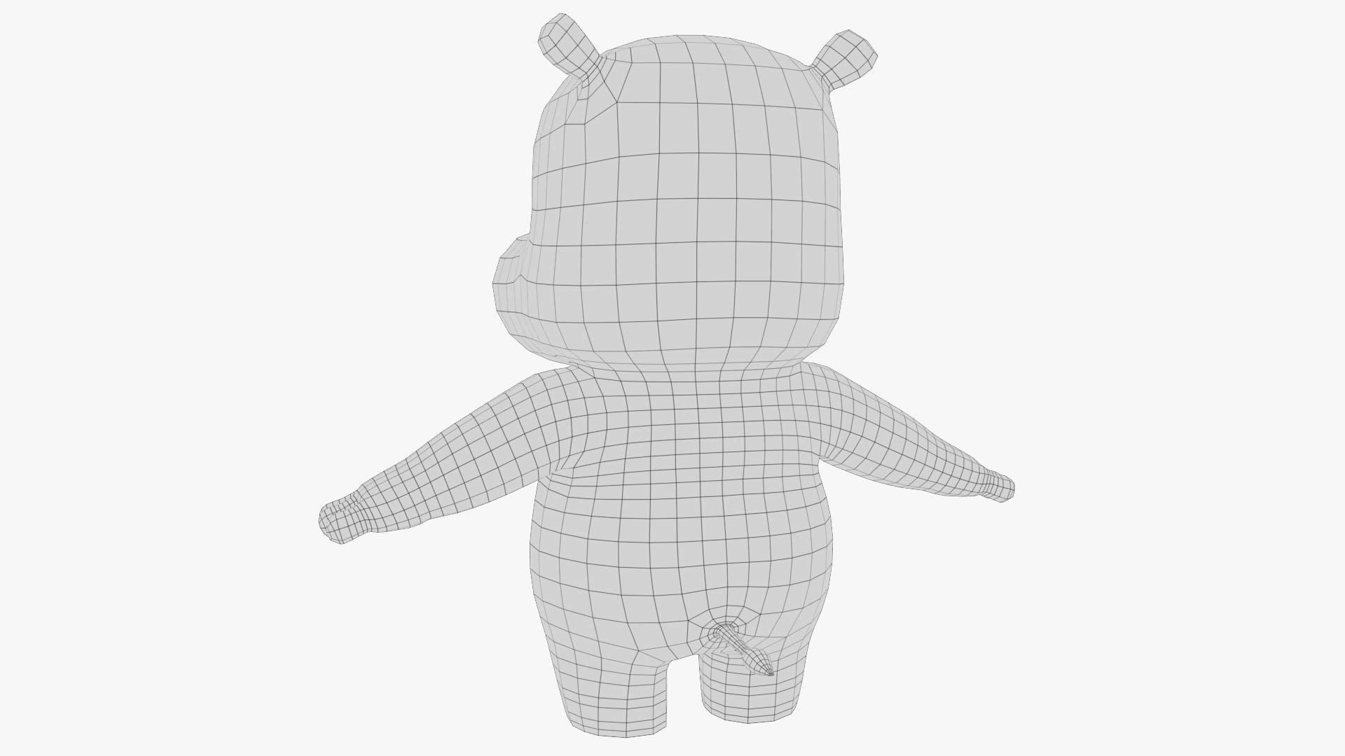 Cartoon Hippo Low-poly 3D model_13