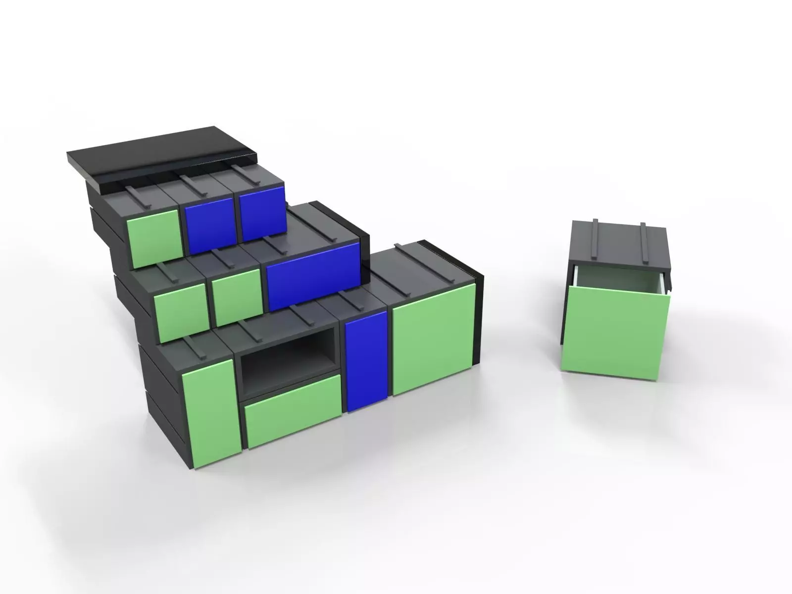 Metro Style Modular Printable Drawer System  3D print model_0