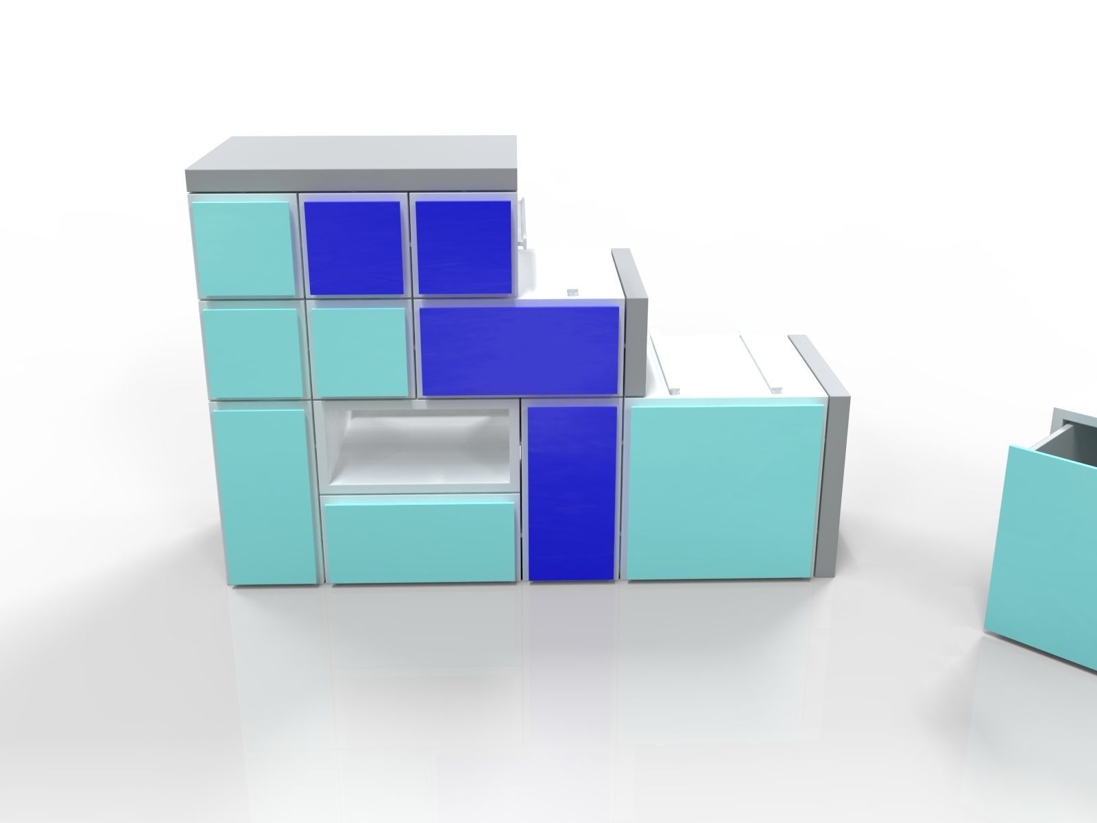Metro Style Modular Printable Drawer System  3D print model_7