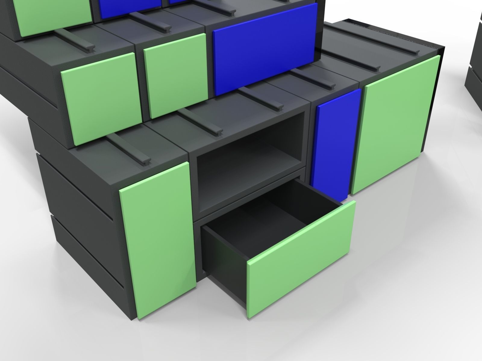 Metro Style Modular Printable Drawer System  3D print model_4