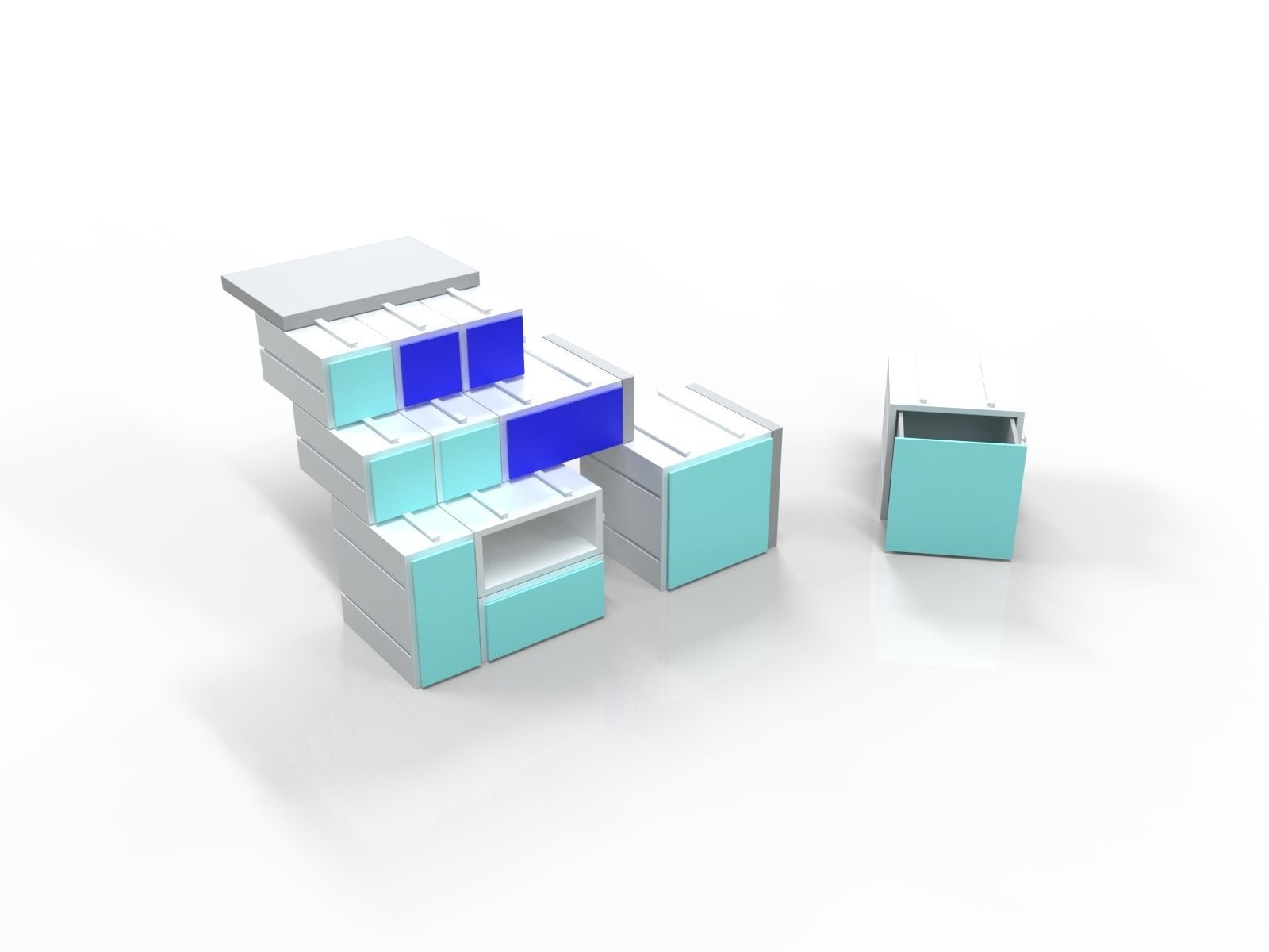 Metro Style Modular Printable Drawer System  3D print model_8