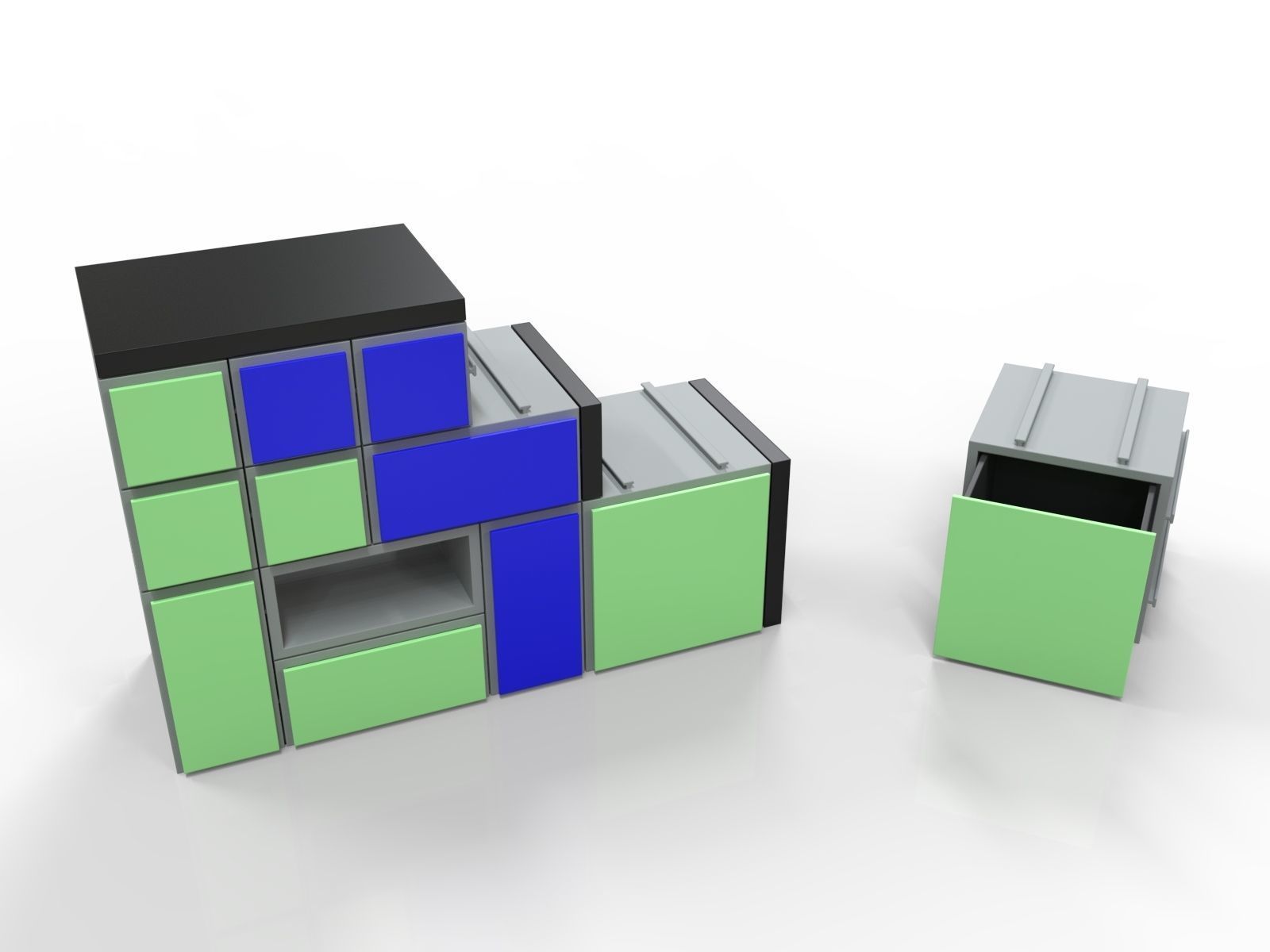 Metro Style Modular Printable Drawer System  3D print model_6