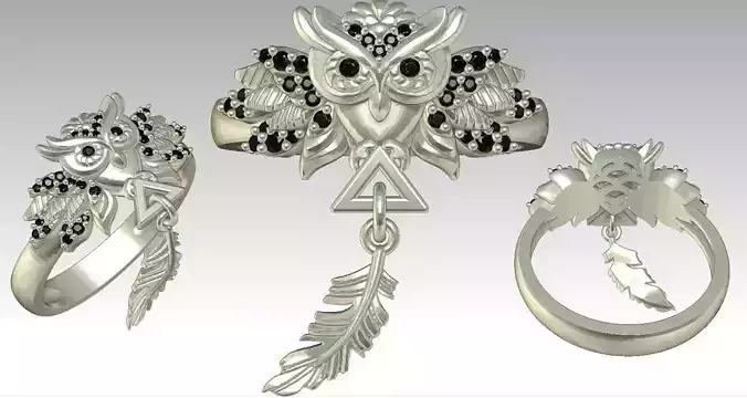 Owl jewelry ring 3D print model