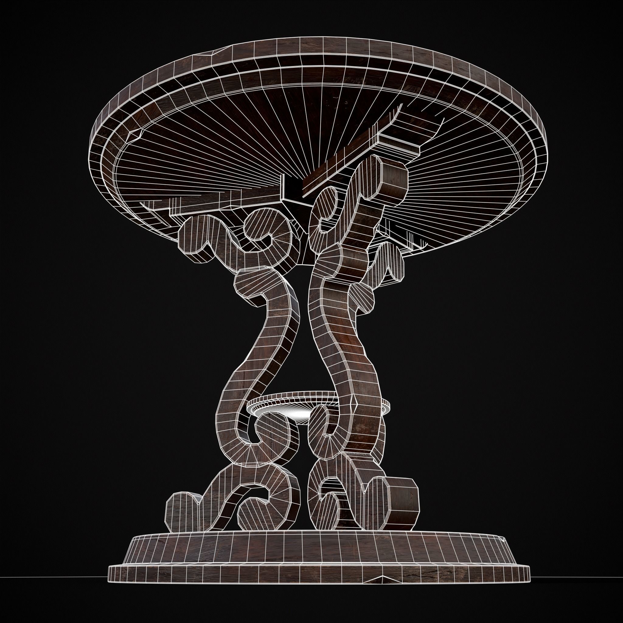 Medieval Antique Three Legged Table Low-poly 3D model_20