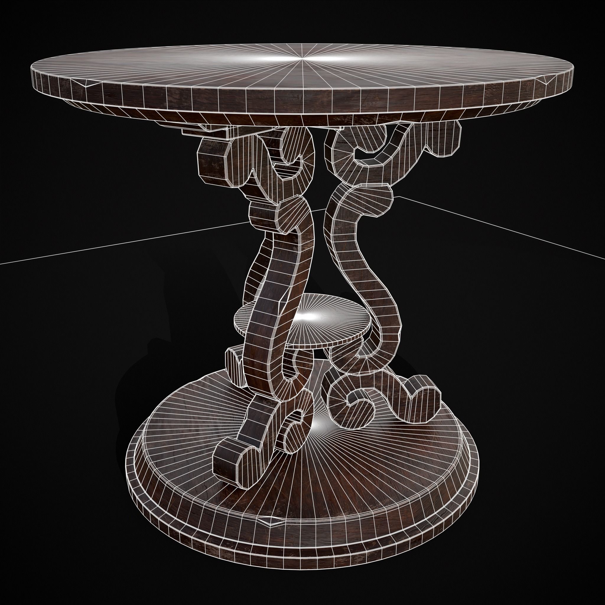 Medieval Antique Three Legged Table Low-poly 3D model_2