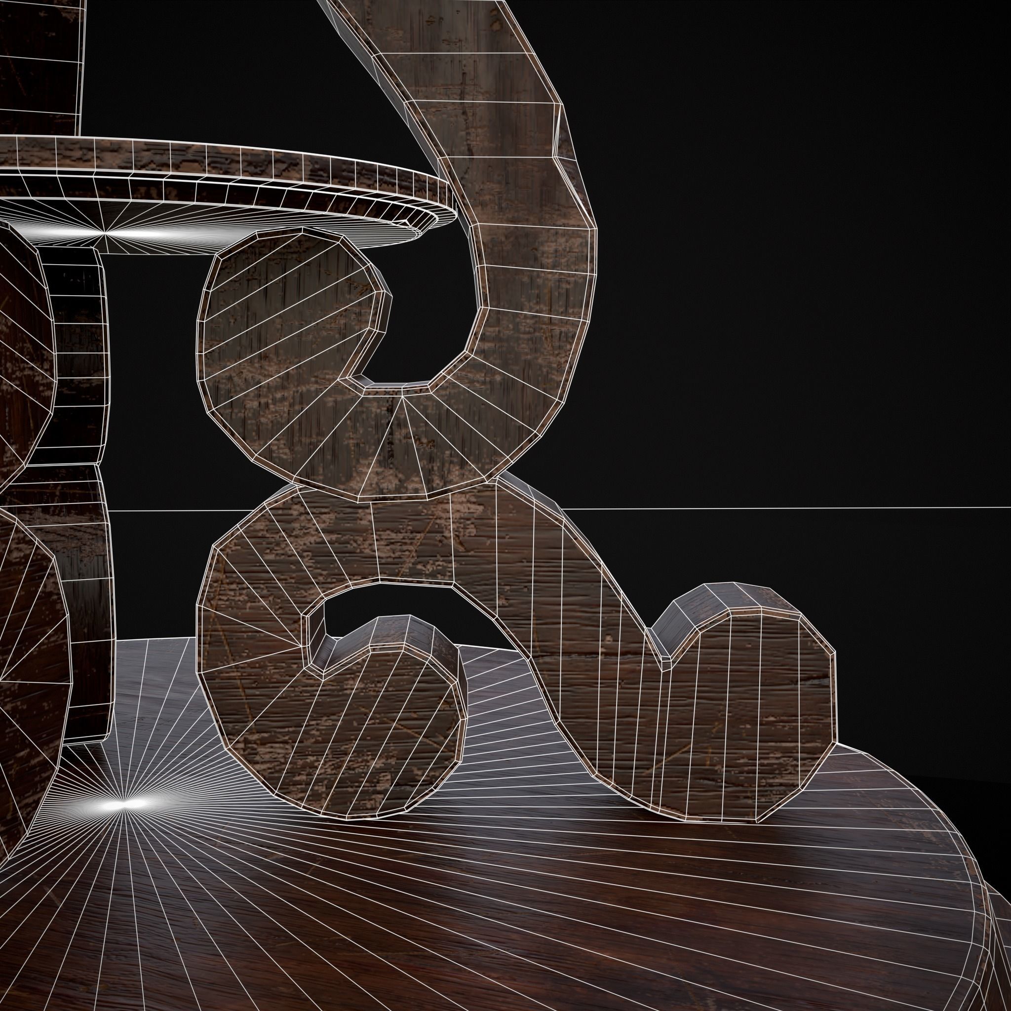 Medieval Antique Three Legged Table Low-poly 3D model_12