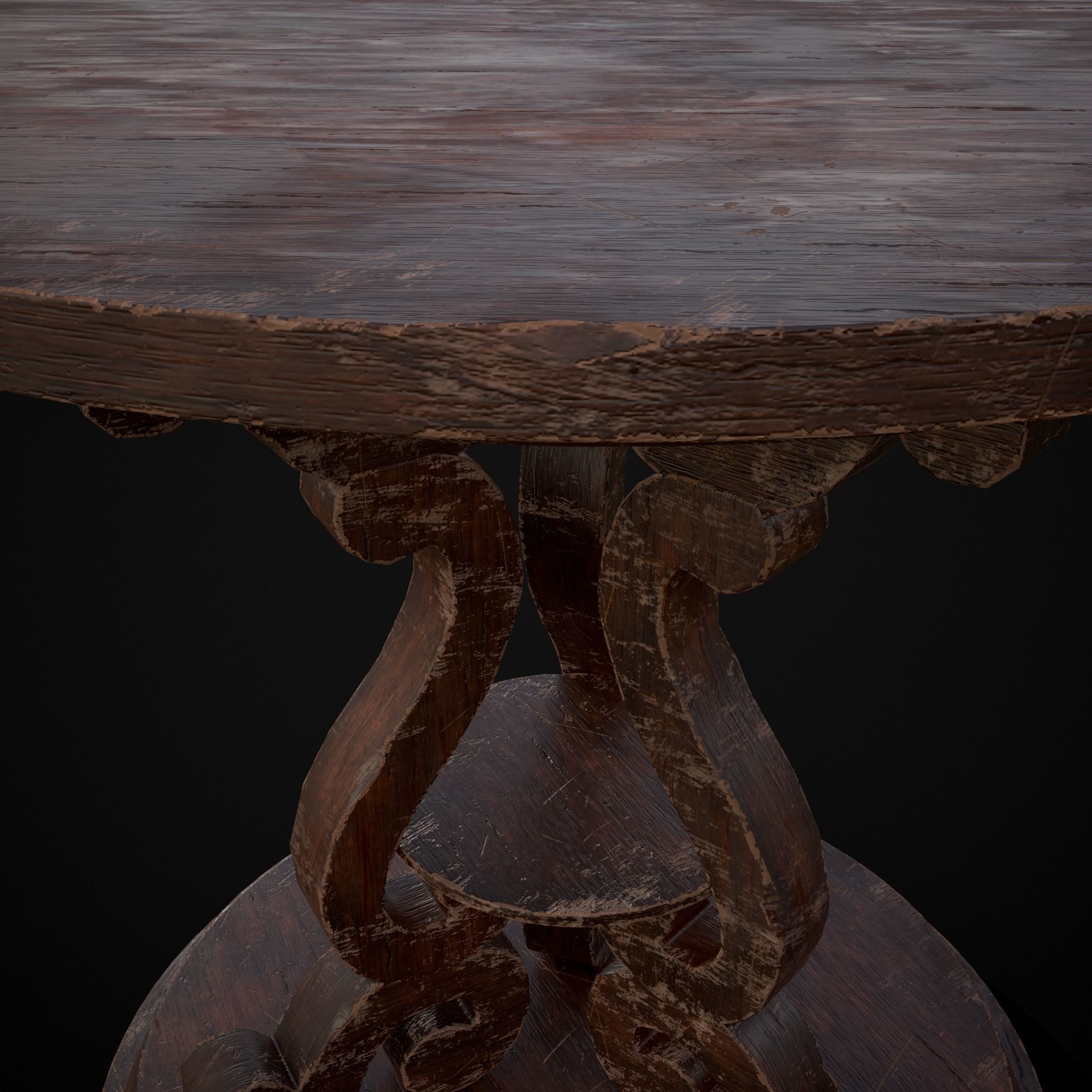 Medieval Antique Three Legged Table Low-poly 3D model_23