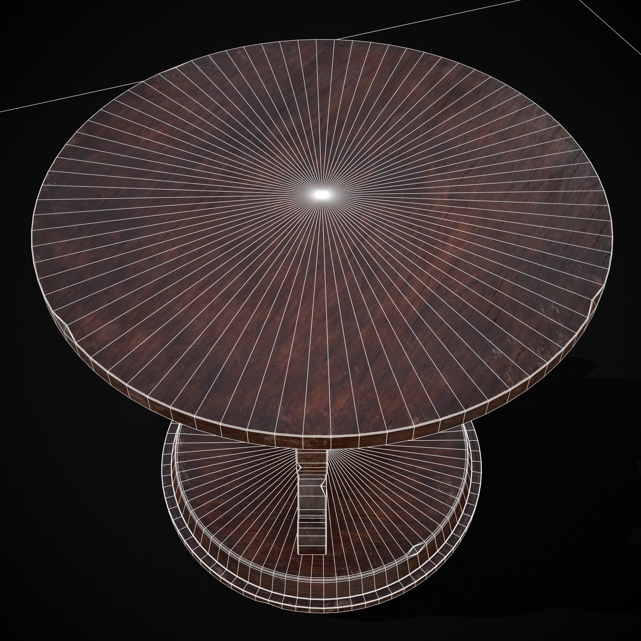 Medieval Antique Three Legged Table Low-poly 3D model_16