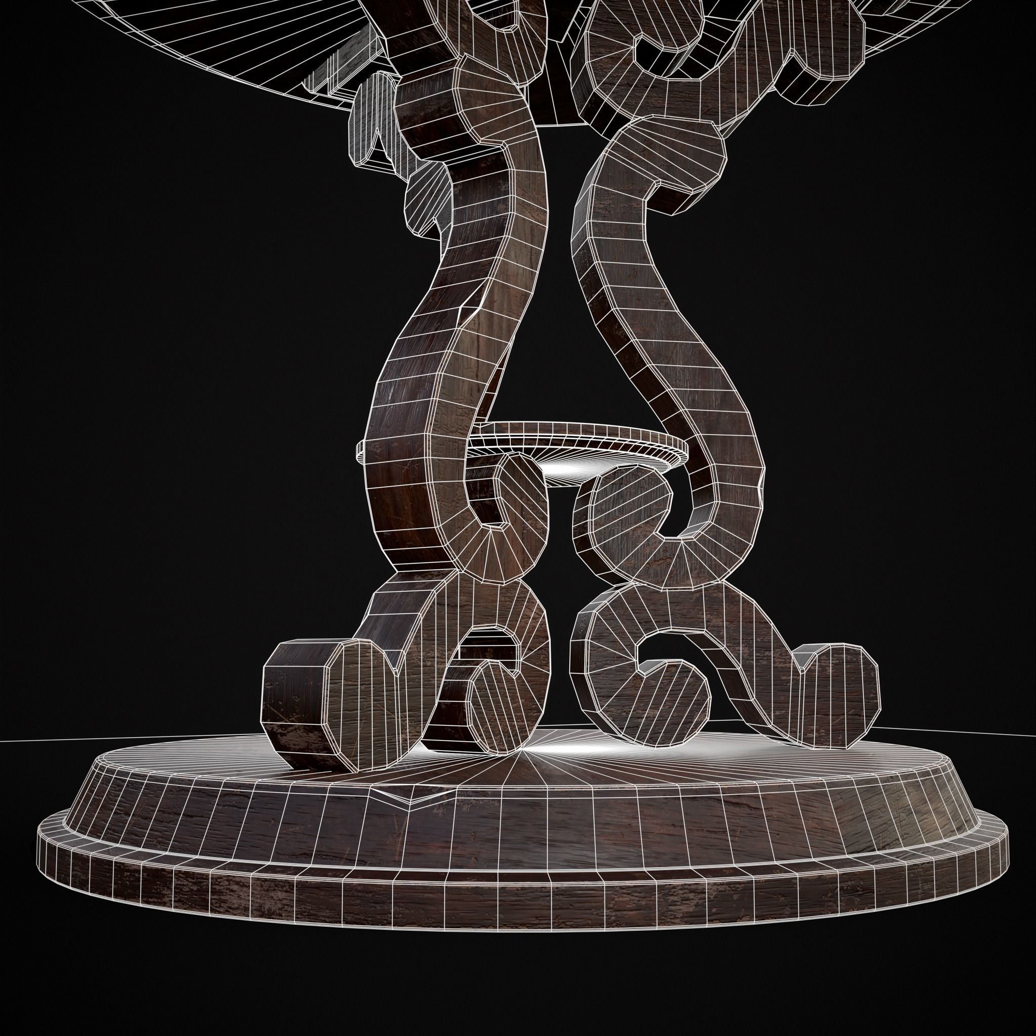 Medieval Antique Three Legged Table Low-poly 3D model_8