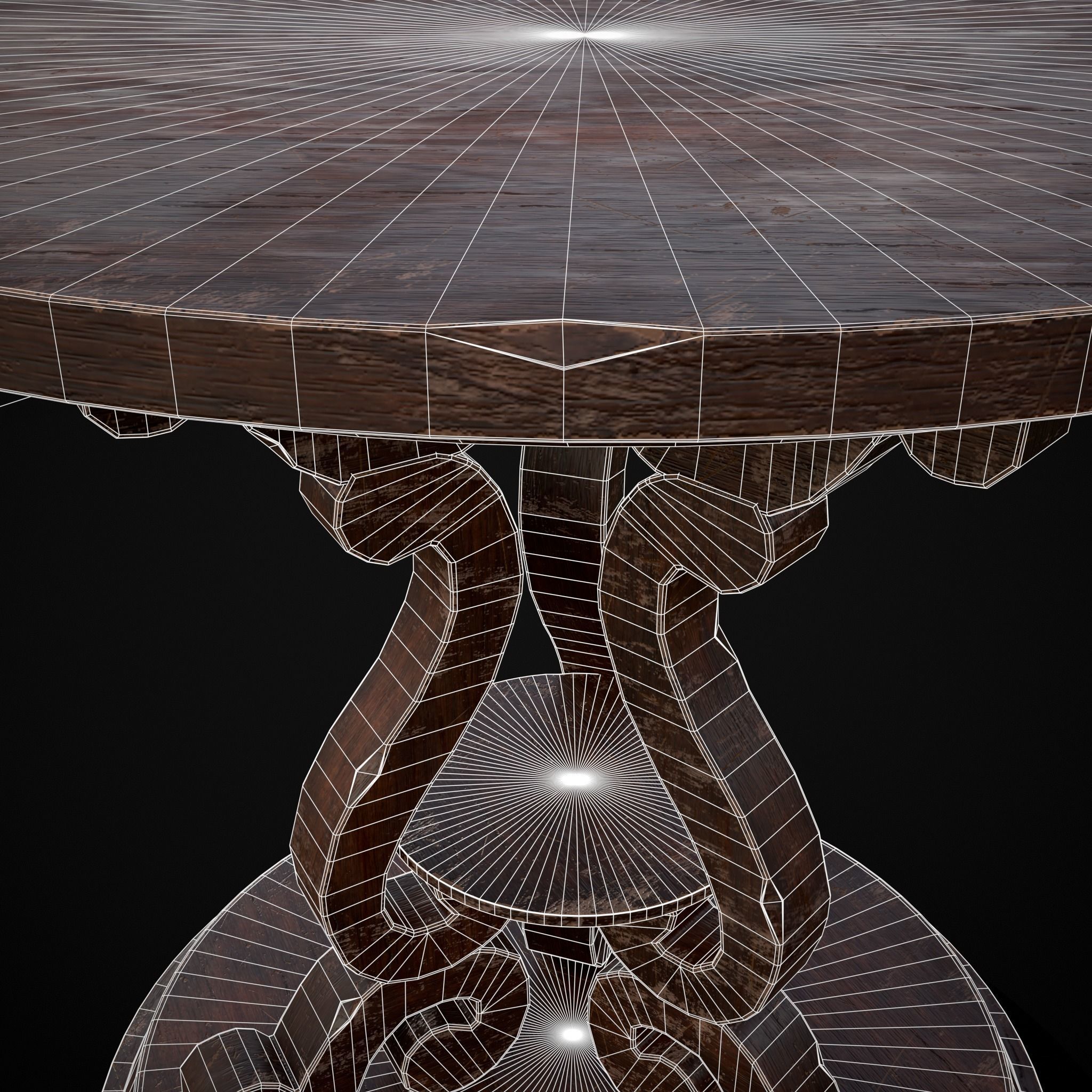 Medieval Antique Three Legged Table Low-poly 3D model_24