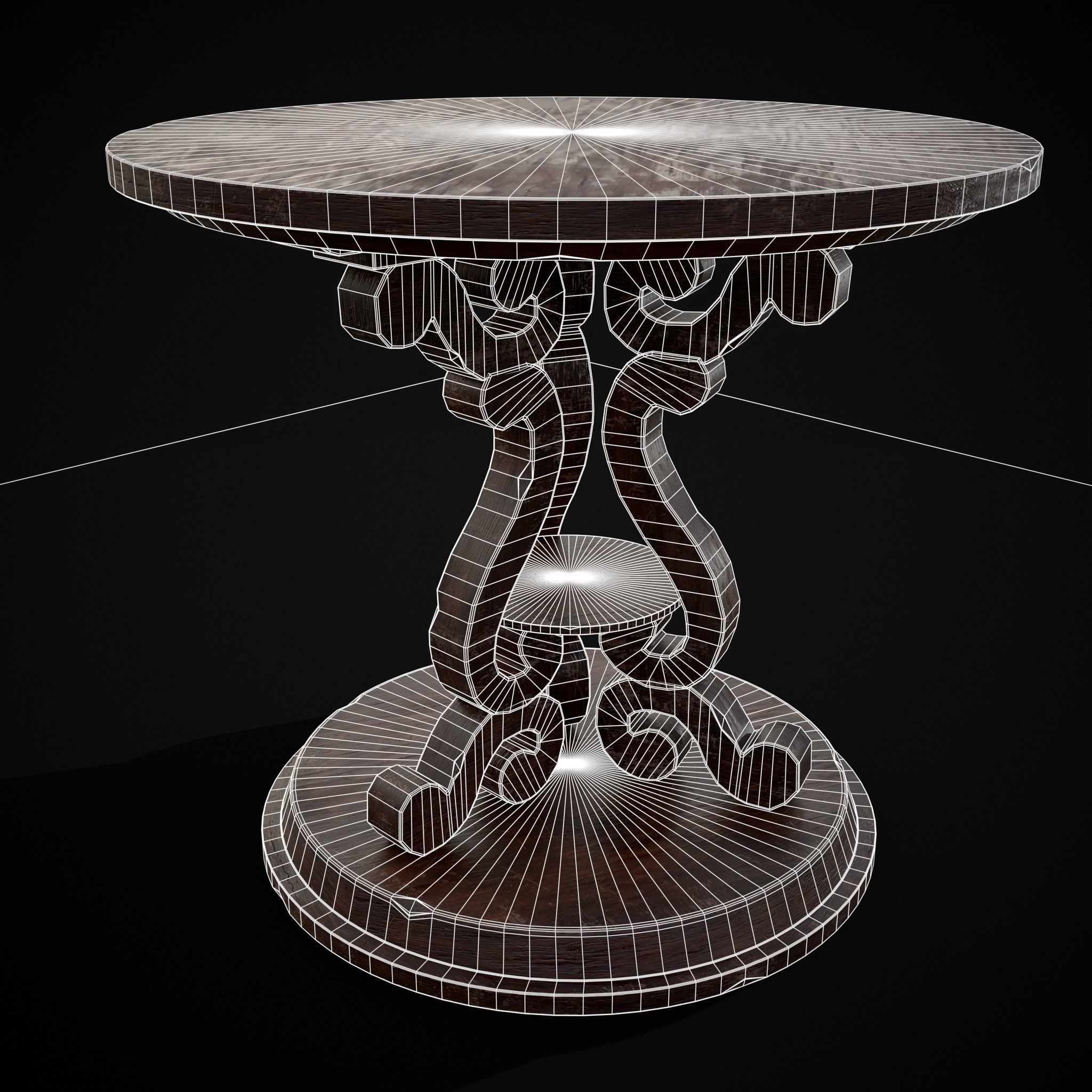 Medieval Antique Three Legged Table Low-poly 3D model_26