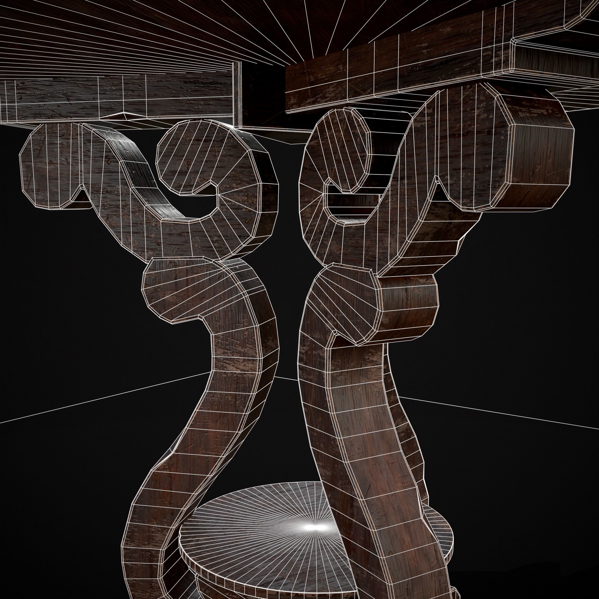 Medieval Antique Three Legged Table Low-poly 3D model_14