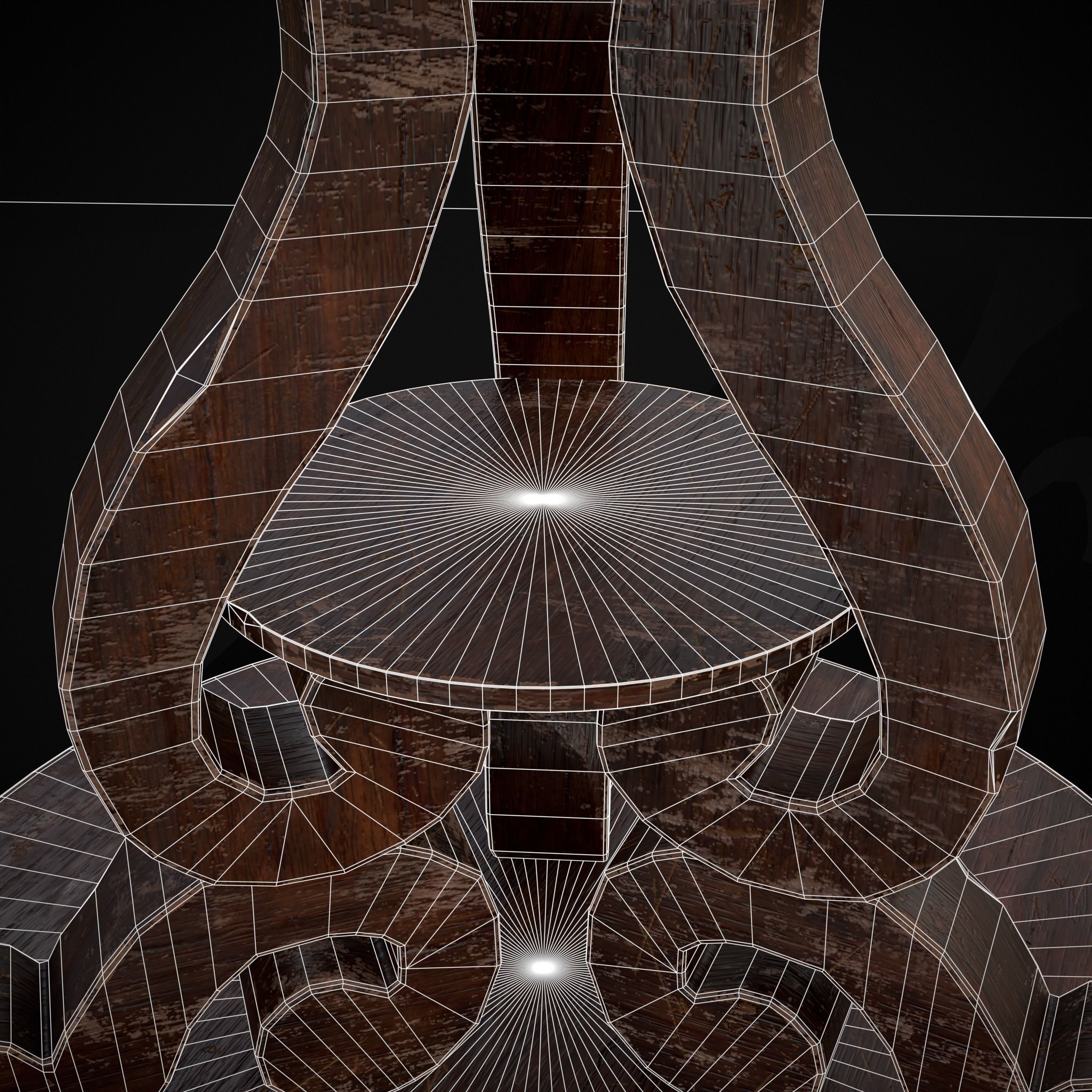 Medieval Antique Three Legged Table Low-poly 3D model_10