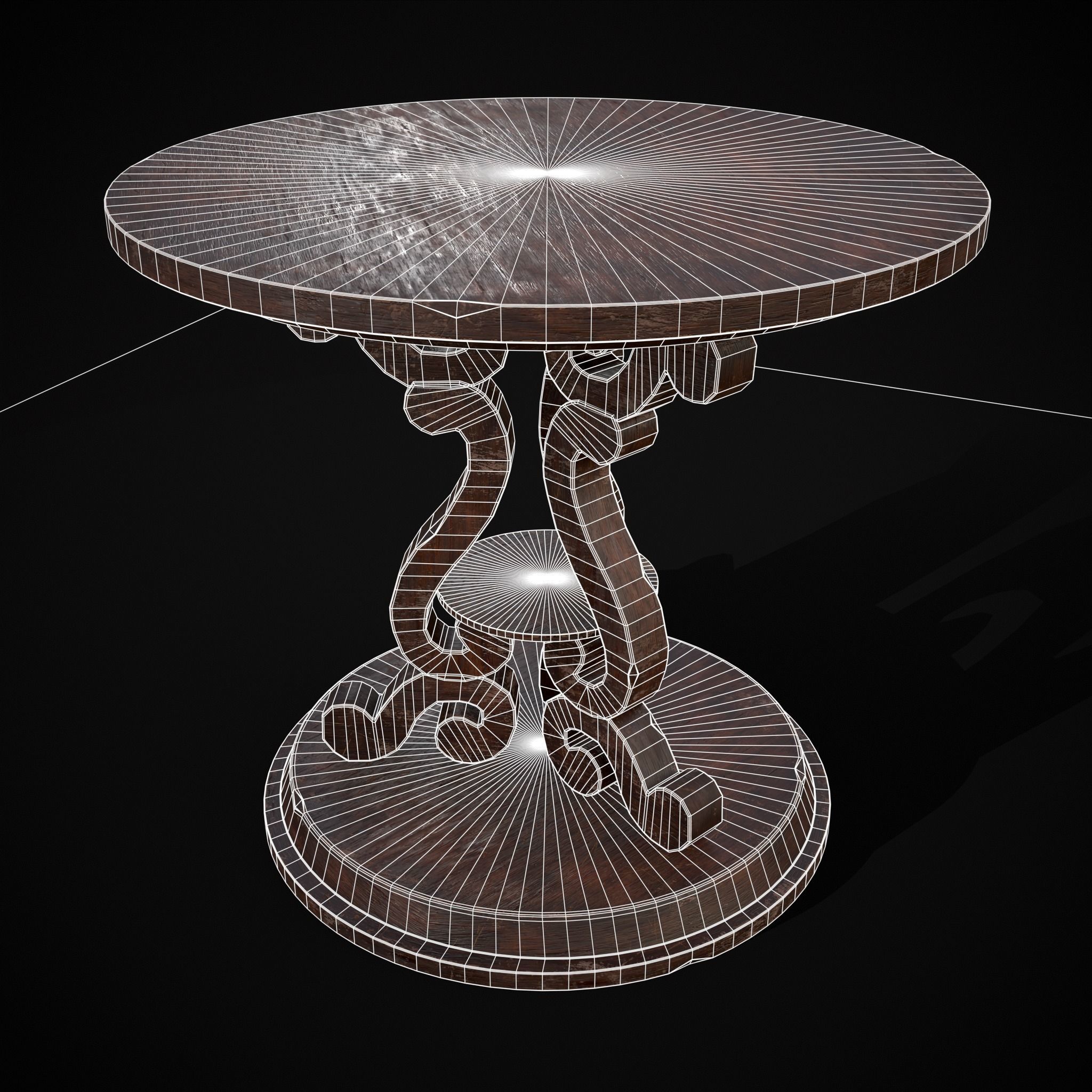 Medieval Antique Three Legged Table Low-poly 3D model_4