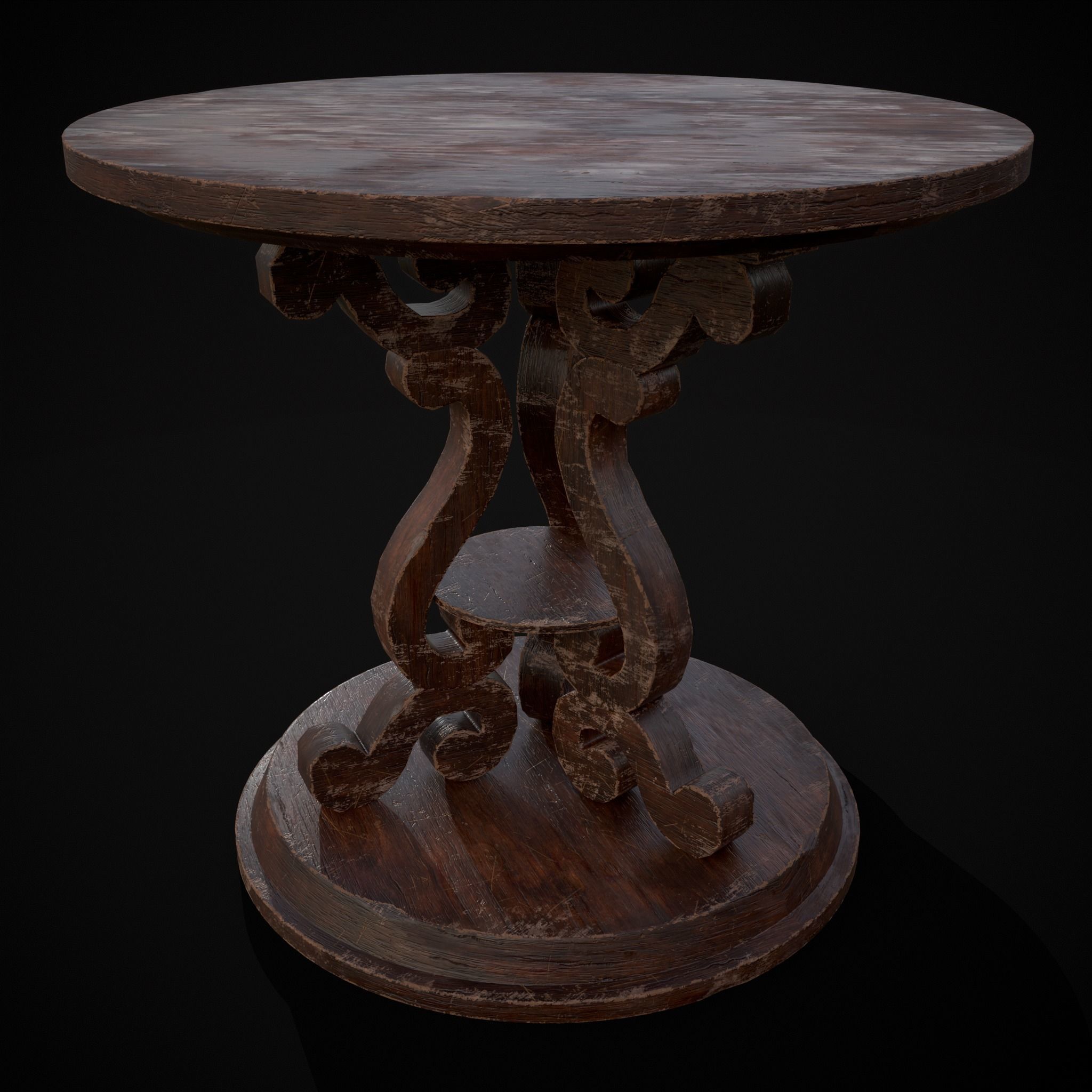 Medieval Antique Three Legged Table Low-poly 3D model_21