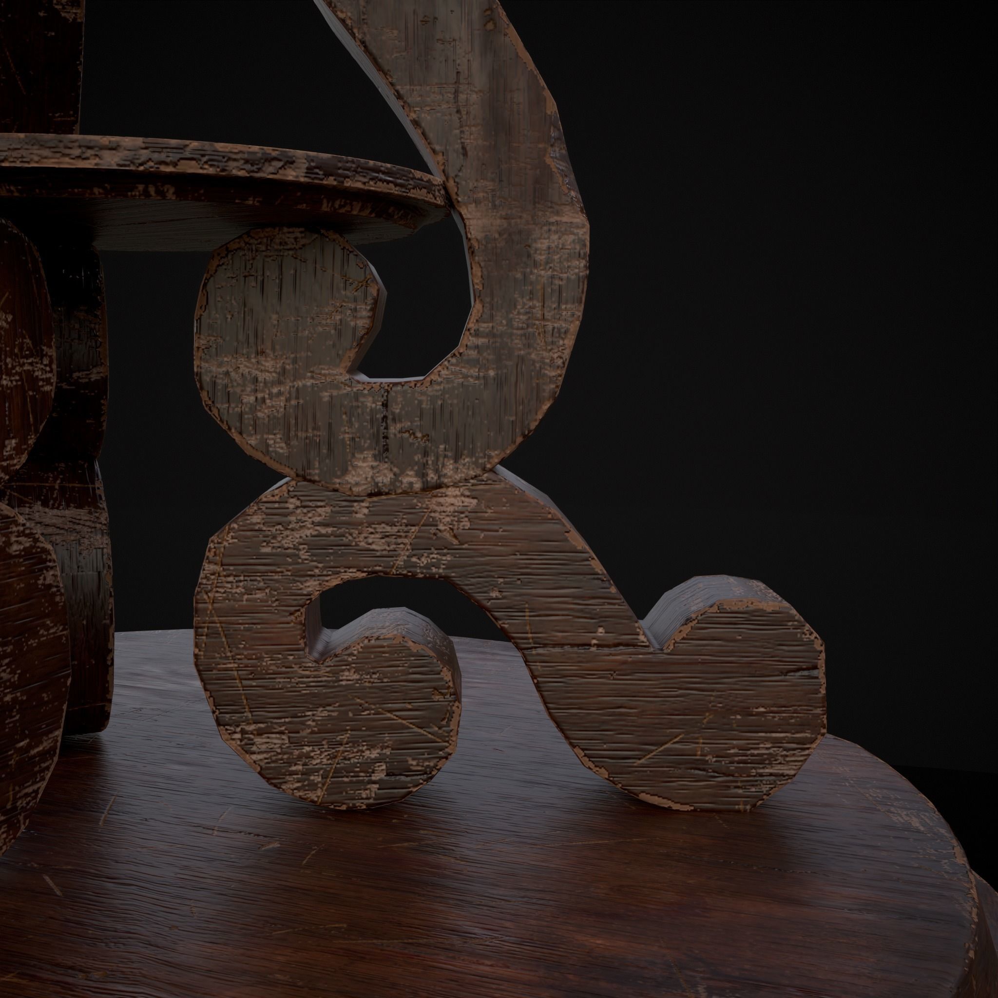 Medieval Antique Three Legged Table Low-poly 3D model_11