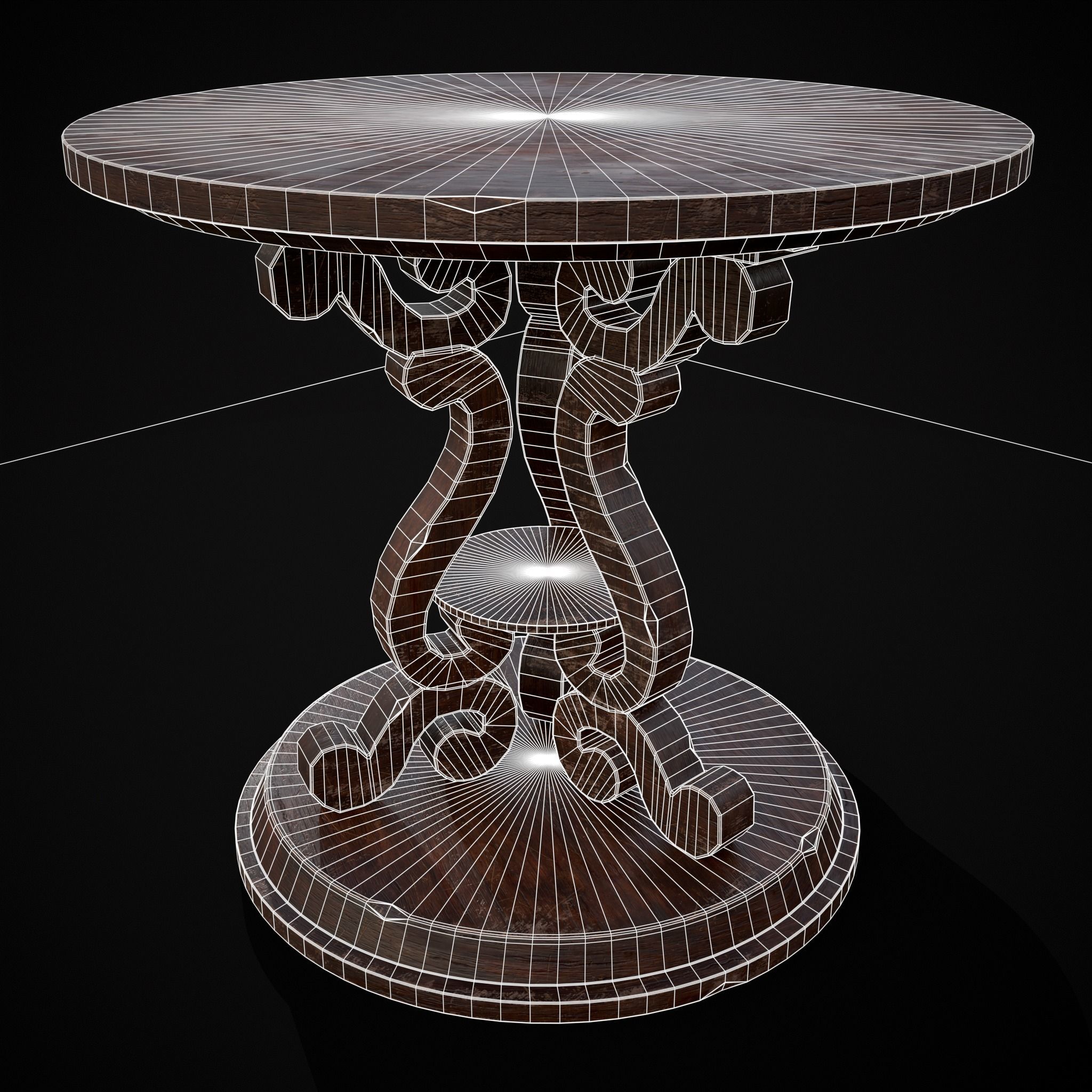 Medieval Antique Three Legged Table Low-poly 3D model_22
