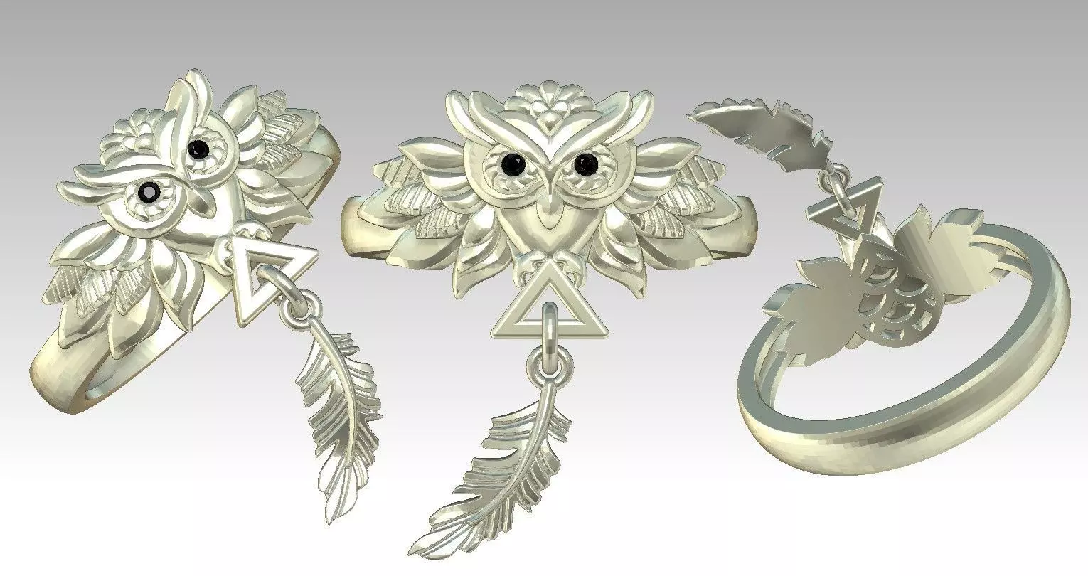 Owl jewelry ring 3 3D print model