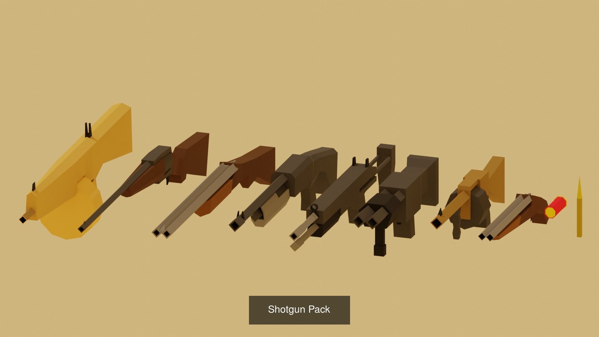 low poly weapons pack 3D Model Collection_7
