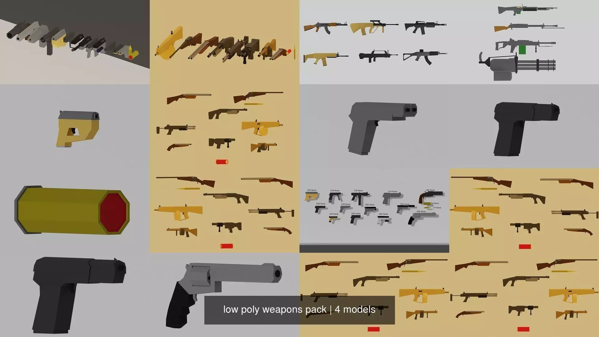 low poly weapons pack 3D Model Collection_5