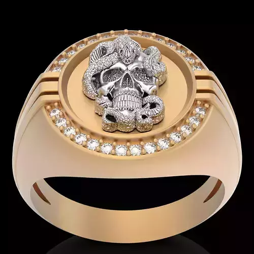 Skull snake pendant  gold printable jewelry 3D model