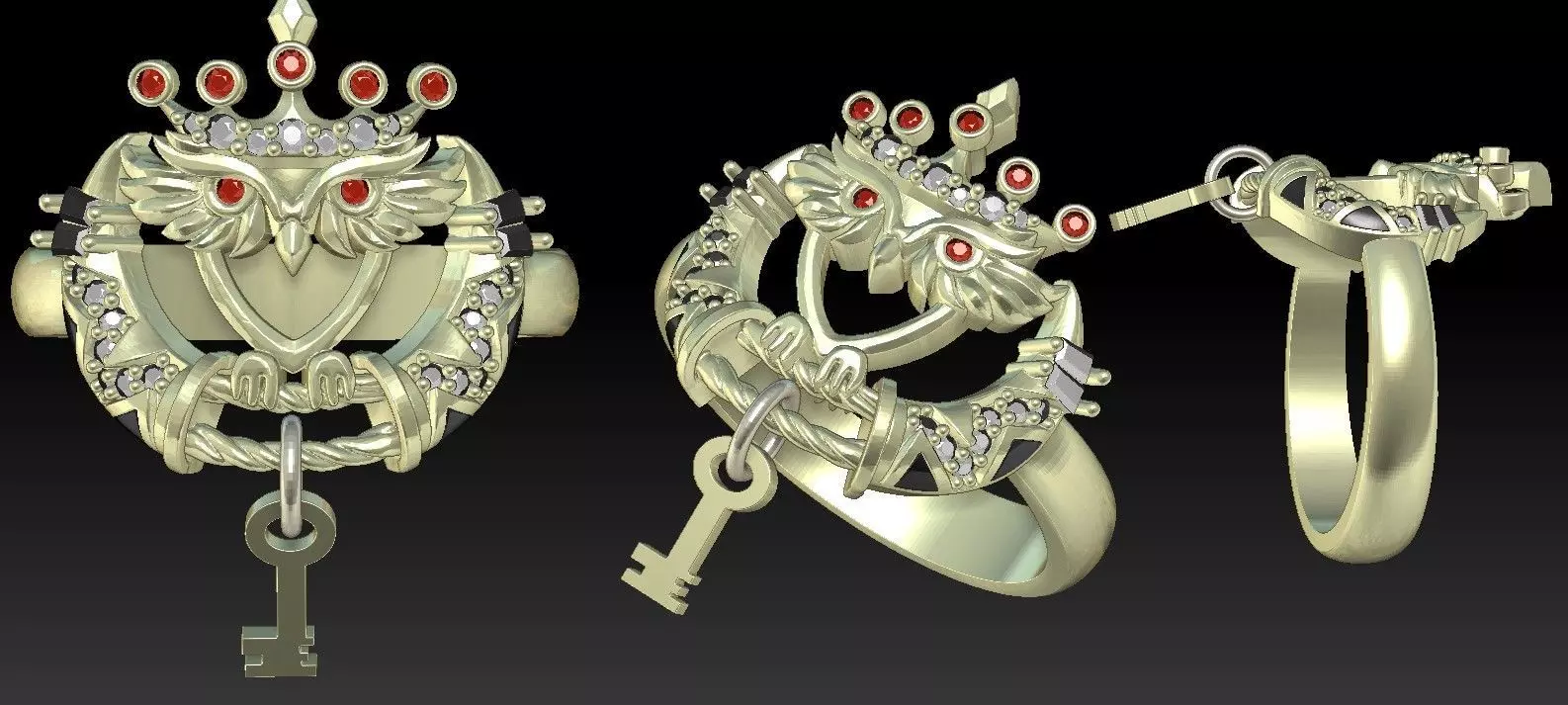 owl jewelry ring 6 3D print model
