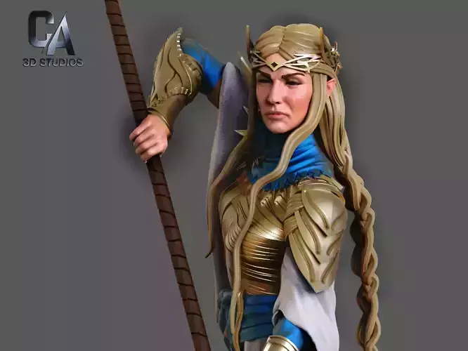 Galadriel 3D Print statue of woman holding sword 3D print model