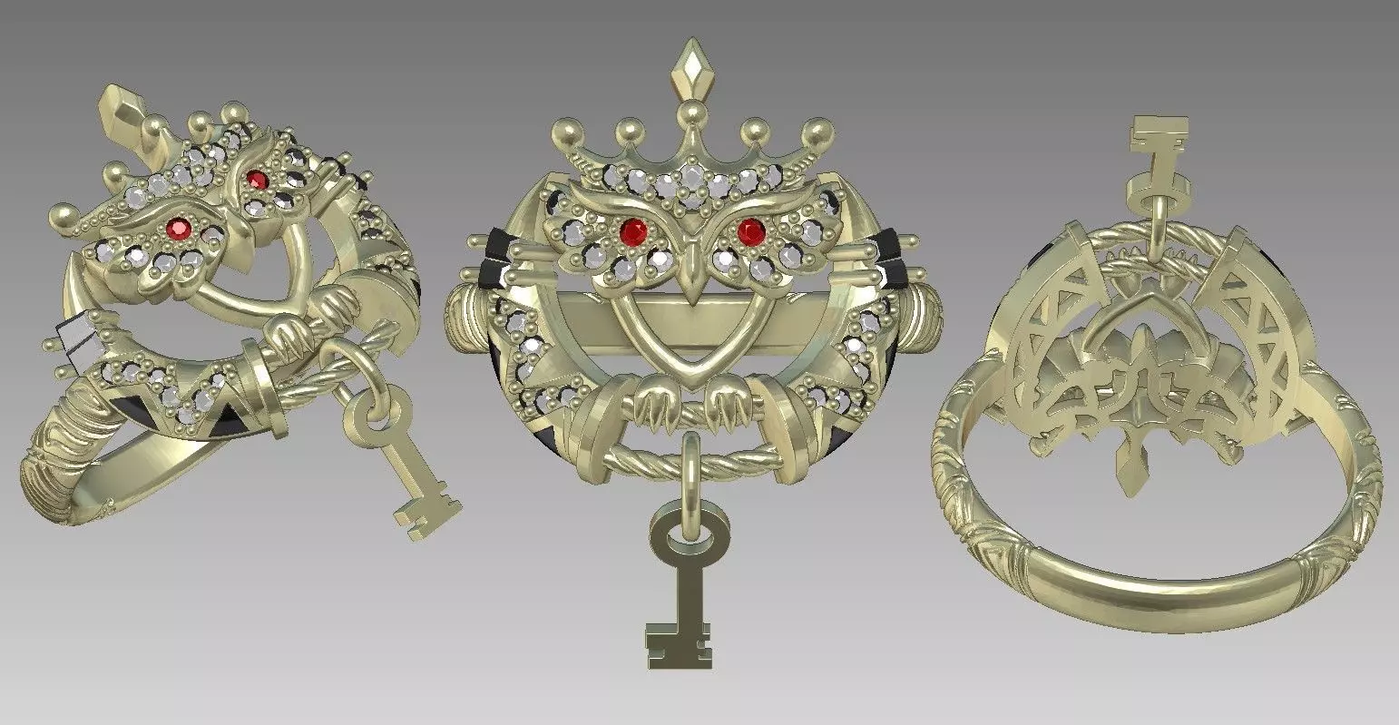 owl jewelry ring 7 3D print model
