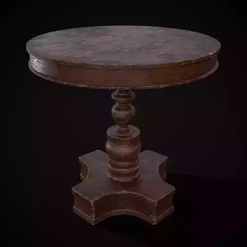 Mahogany Medieval Antique Pedestal Round Table Low-poly 3D model