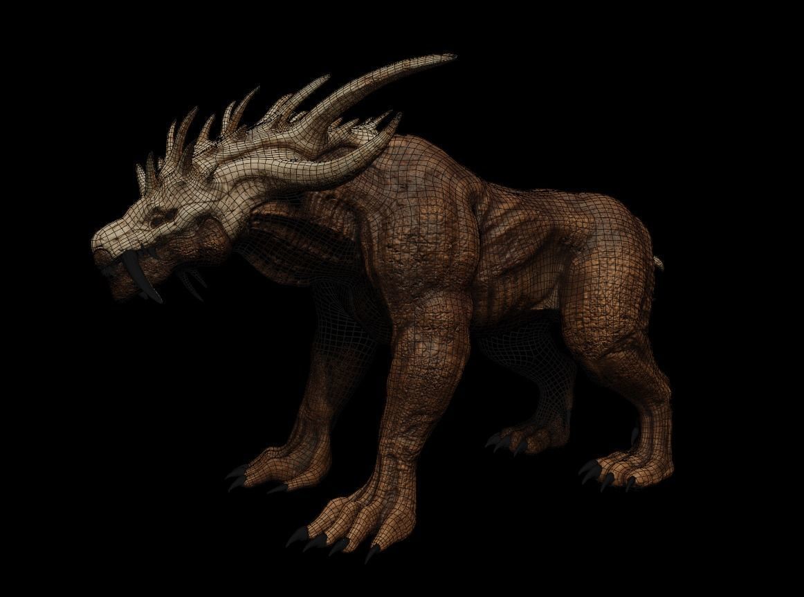 Hell-Hound Rigged Low-Poly Model Ideal for Basic Deformation Low-poly 3D model_3