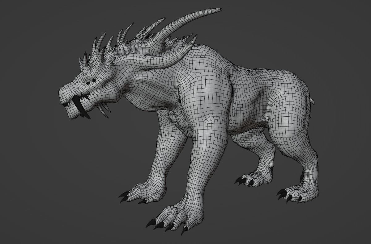 Hell-Hound Rigged Low-Poly Model Ideal for Basic Deformation Low-poly 3D model_2