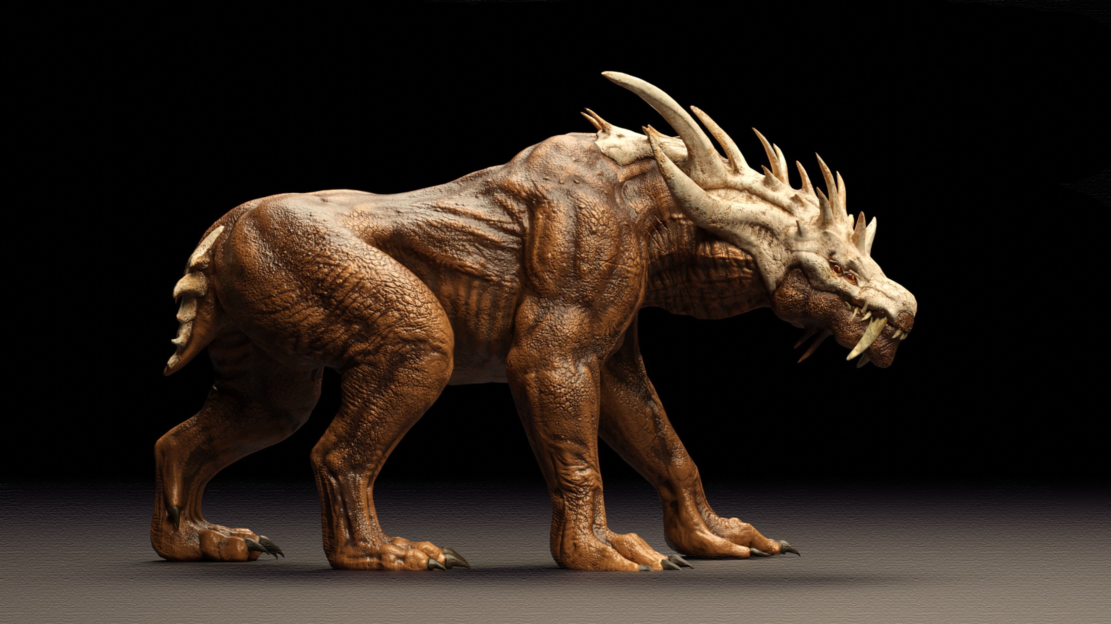 Hell-Hound Rigged Low-Poly Model Ideal for Basic Deformation Low-poly 3D model_1