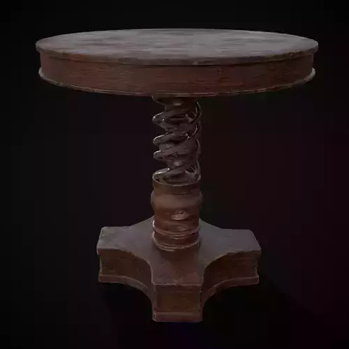 Medieval Antique Spiral Pedestal Round End Table Low-poly 3D model