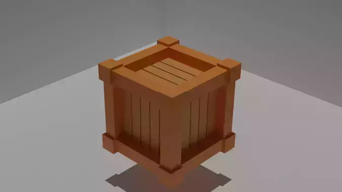 Low poly box-crate wooden box