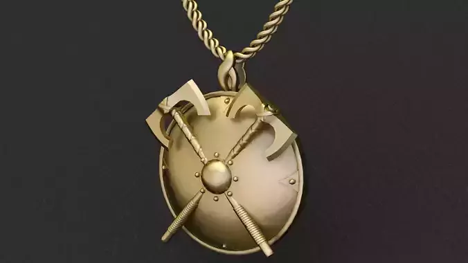 Viking Shield Axe Pendant 