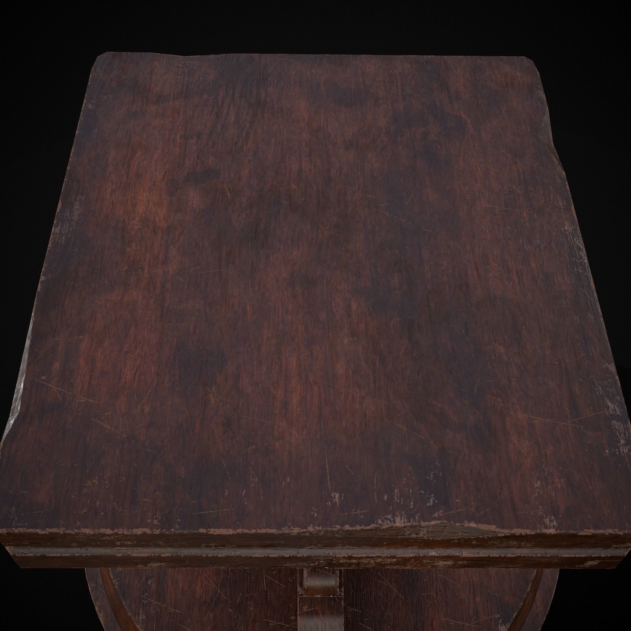 Medieval Mahogany Antique Square Table Low-poly 3D model_15