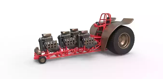 Pulling tractor with 4 engines V8 Version 5 Scale 1 to 25