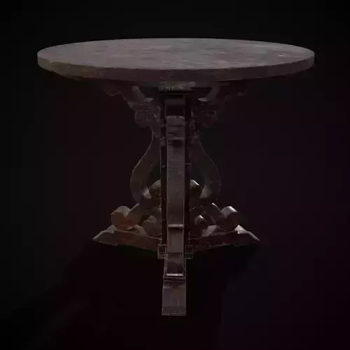 Medieval Mahogany Antique Three Legged Round Table