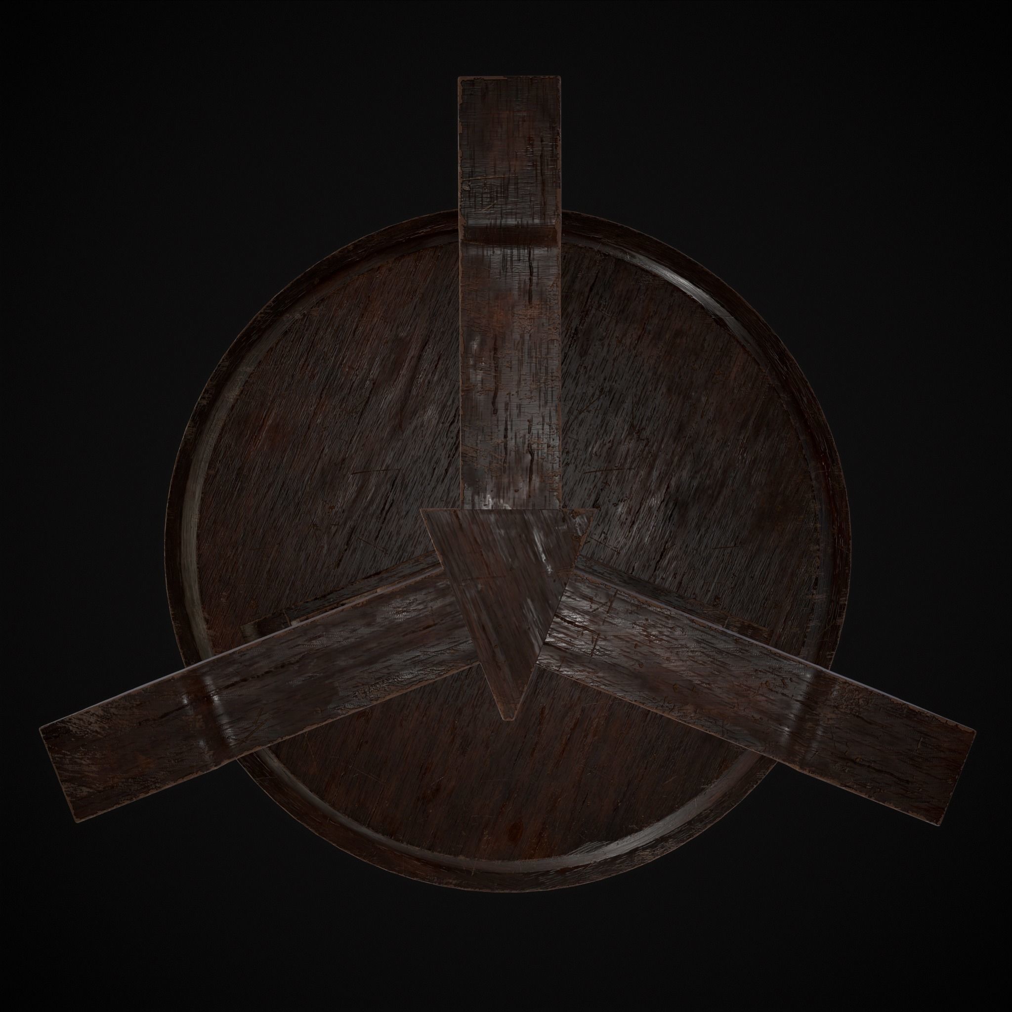 Medieval Mahogany Antique Three Legged Round Table Low-poly 3D model_7