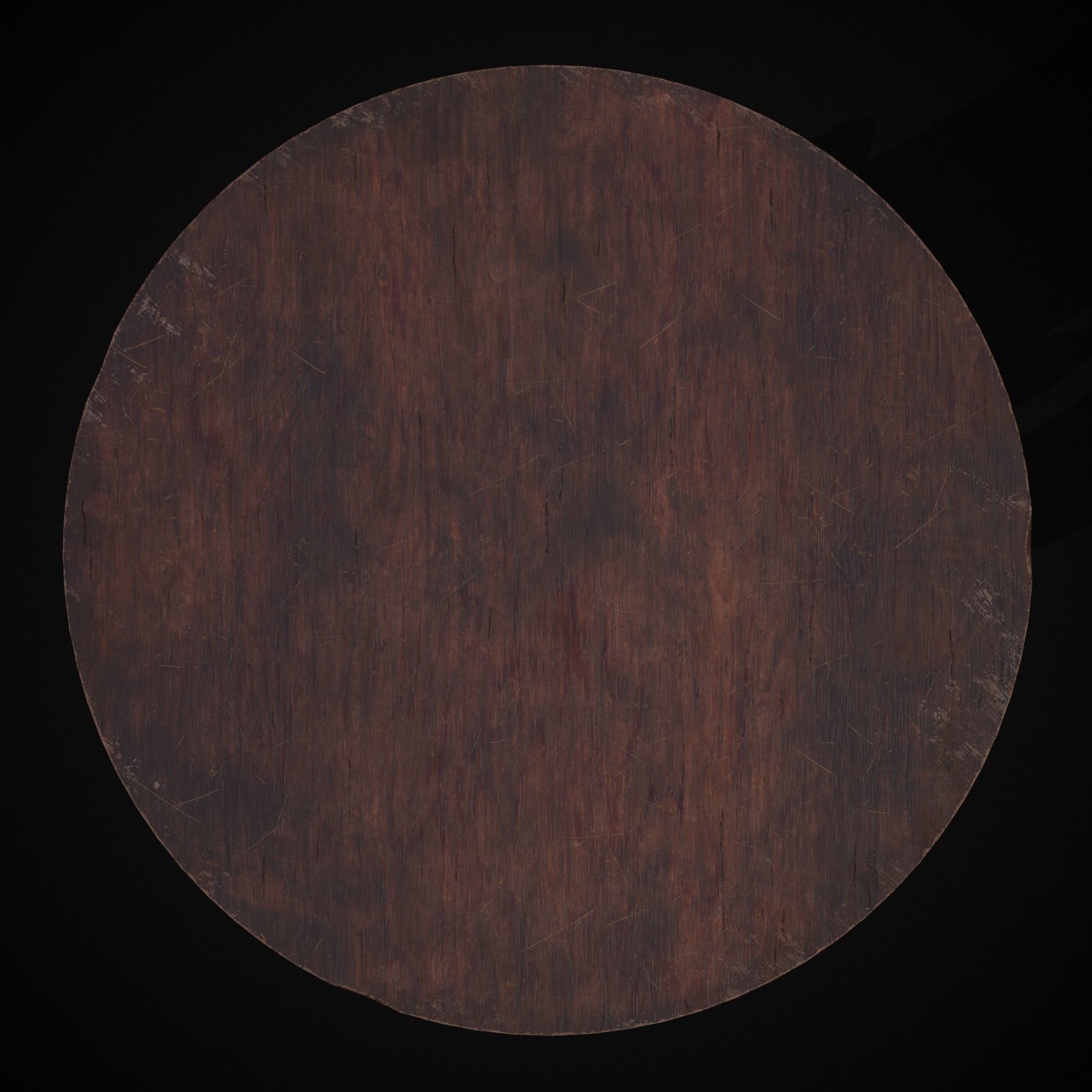 Medieval Mahogany Antique Three Legged Round Table Low-poly 3D model_17