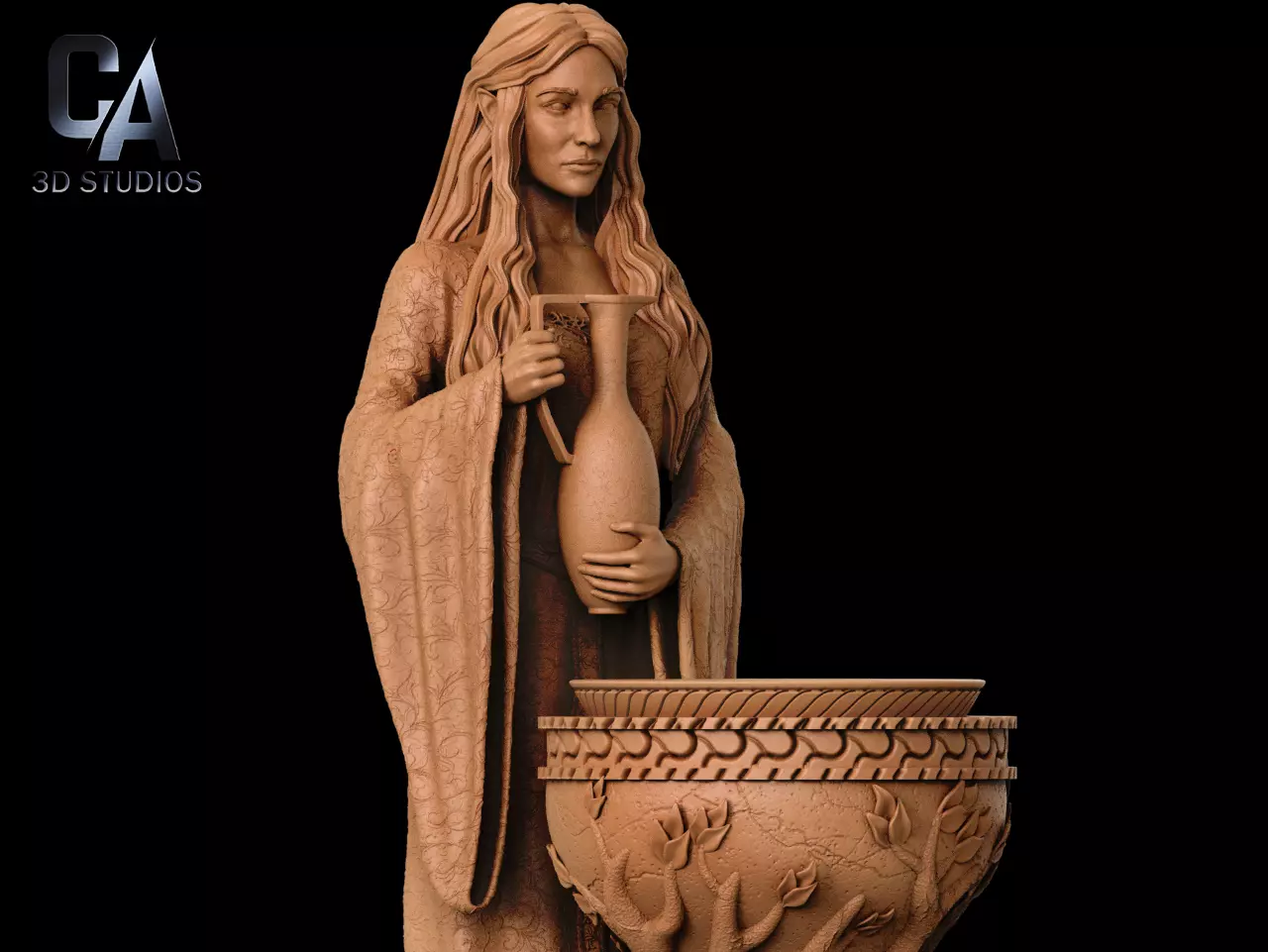 Galadriel 3D Print statue of mary 3D print model_0