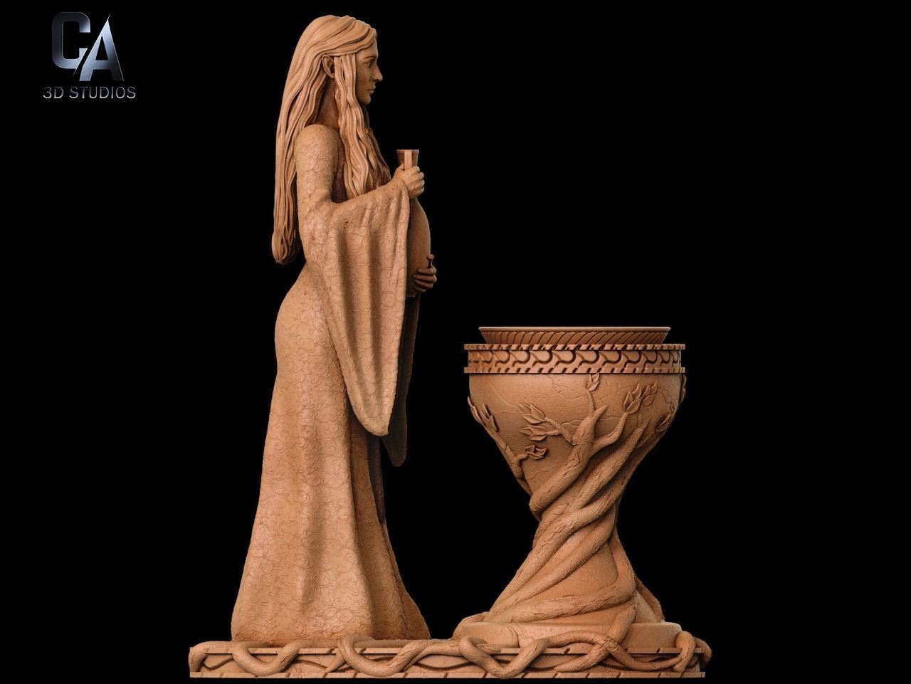 Galadriel 3D Print statue of mary 3D print model_6