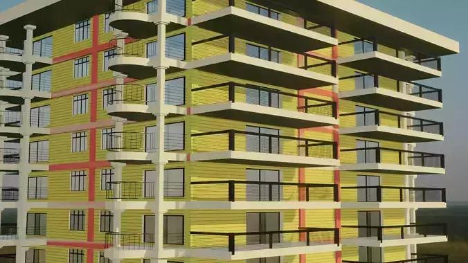 Apartment residential building with balconies