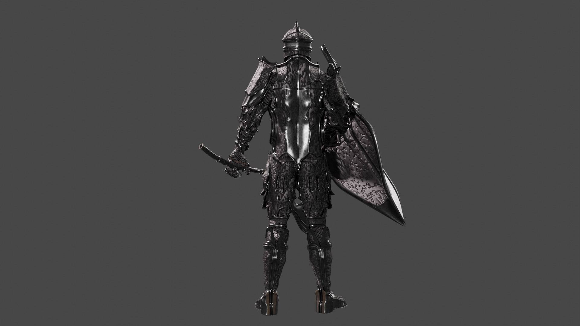 Sunlord and Moonlord set of armors and weapons 3D model_3