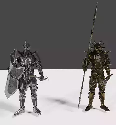 Sunlord and Moonlord set of armors and weapons 3D model Sunlord and Moonlord set of armors and weapons 3D model