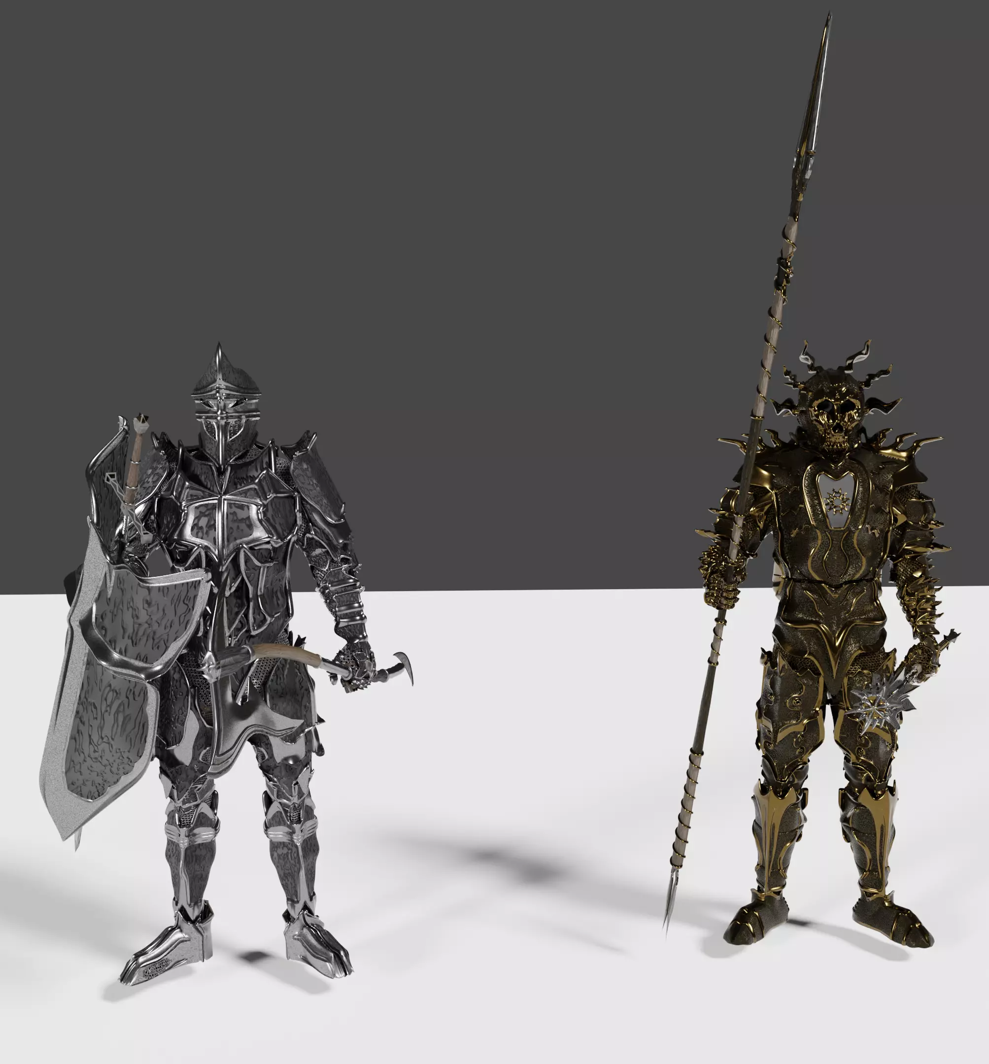 Sunlord and Moonlord set of armors and weapons 3D model_0