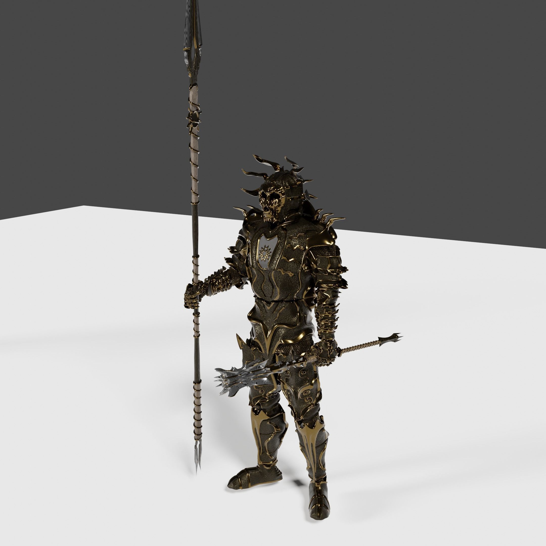 Sunlord and Moonlord set of armors and weapons 3D model_7
