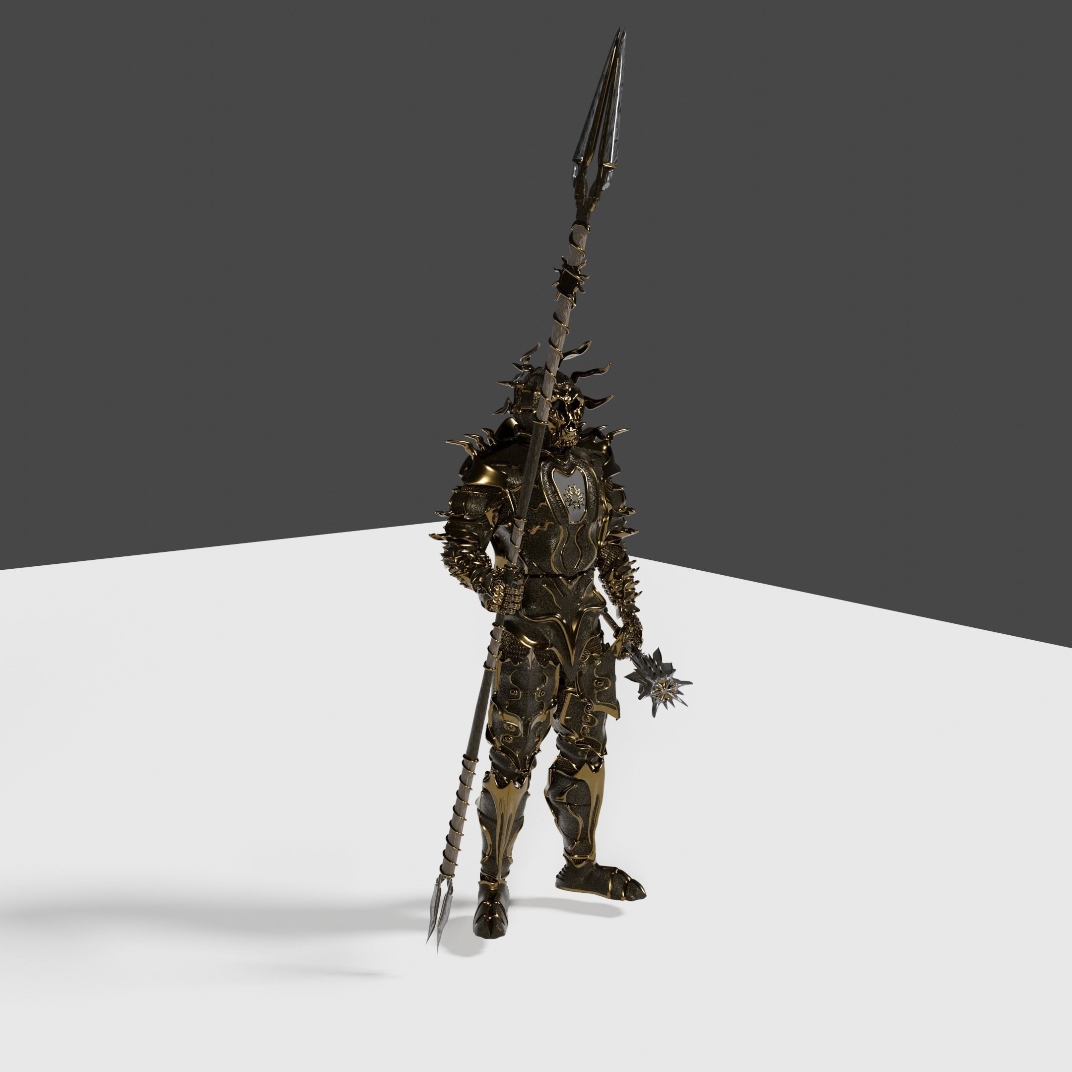 Sunlord and Moonlord set of armors and weapons 3D model_8